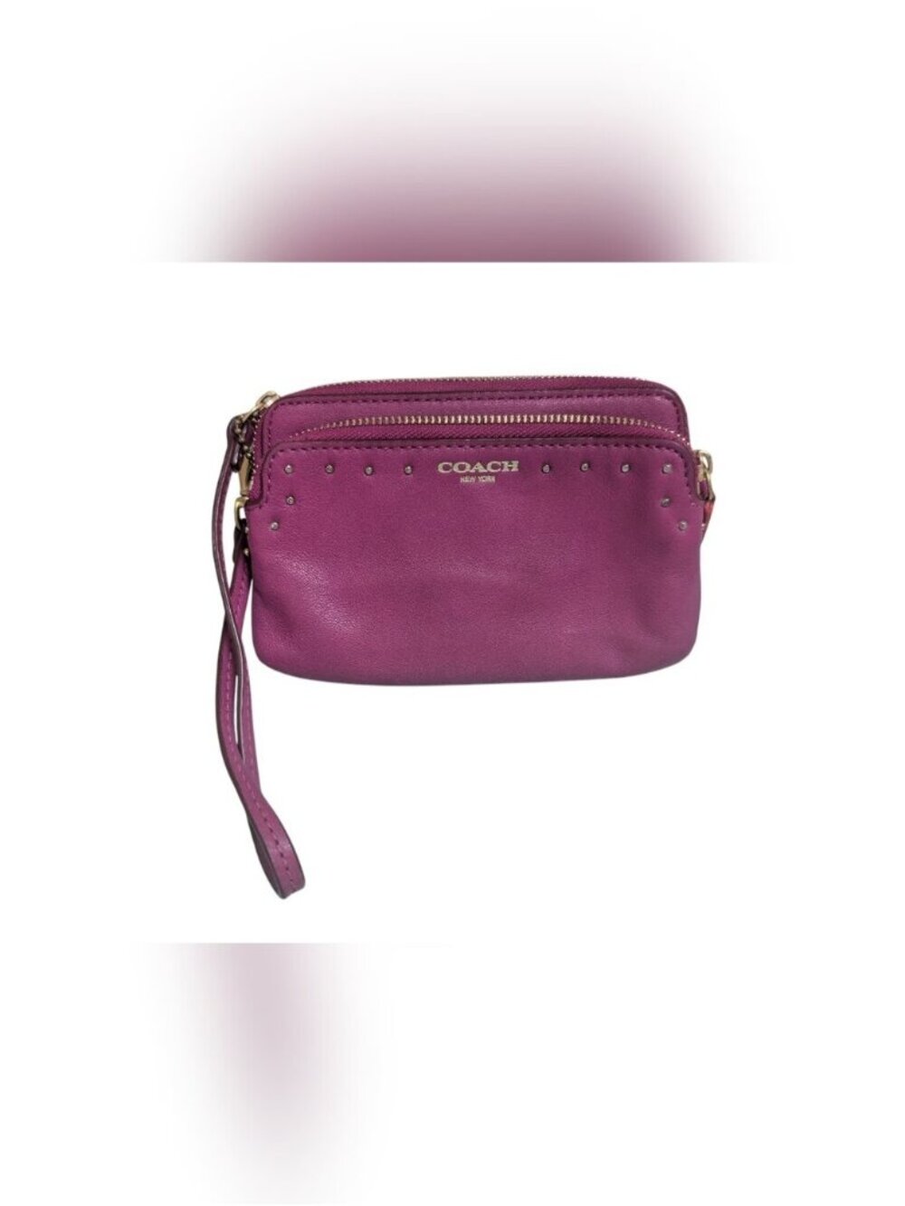 Coach Fuchsia Leather Wristlet studded Clutch Y2K